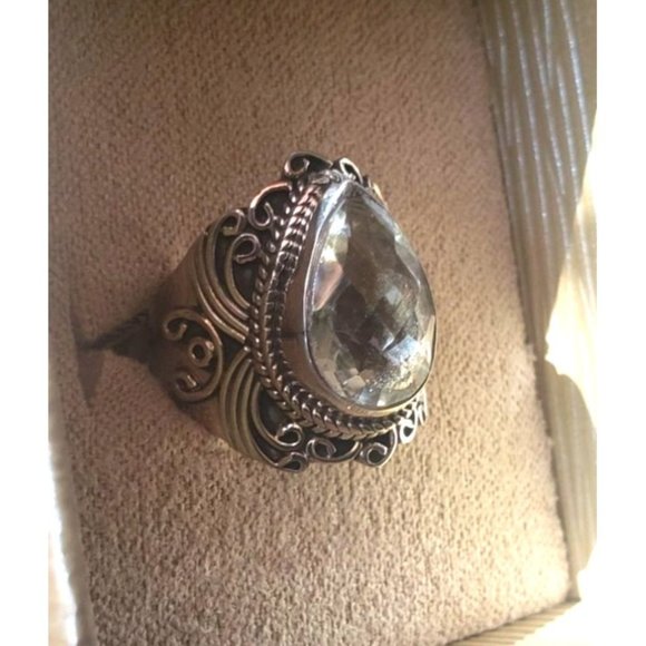 Sterling Silver 6CT Prasiolite pear-shaped ring Sz 6.25 NWT - Picture 3 of 6